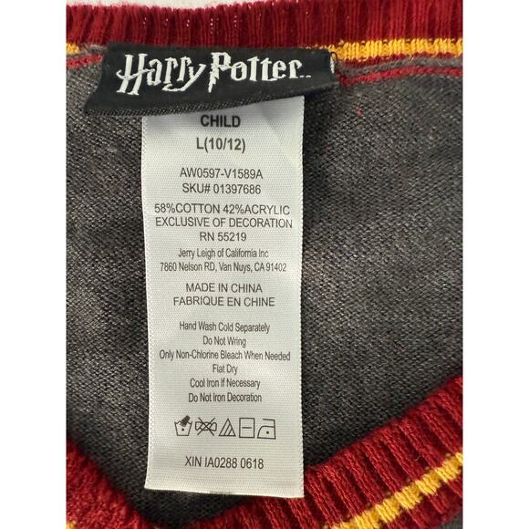 Harry Pottery Gryffindor Academic Sweater Childs 10-12 Large - Picture 3 of 4